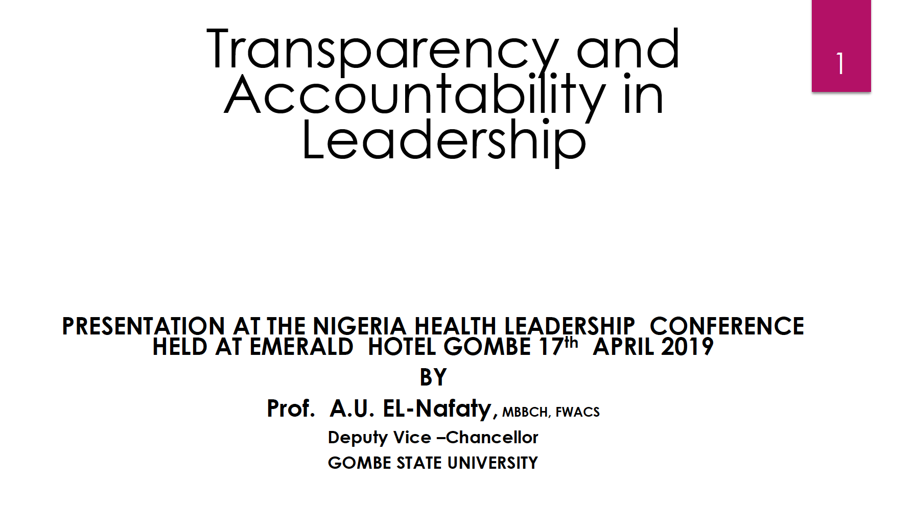 Transparency & Accountability in leadership